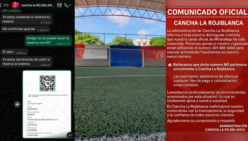 Chat de la estafa y comunicado oficial de La Rojiblanca.