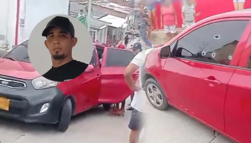 Kia Picanto rojo donde se movilizaba la víctima.