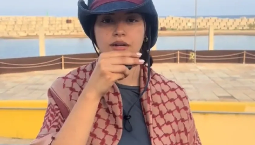 Manuela Bedoya, colombiana retenida por Israel. 