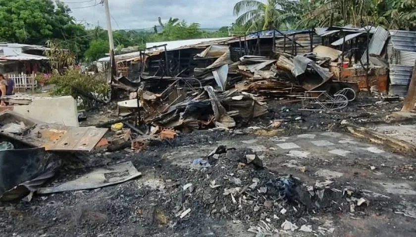 Lugar donde ocurrió el incendio en el sector de Villa Caracas. 