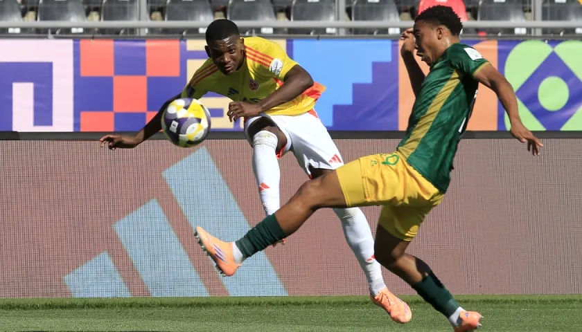 Joel Canchimbo, jugador del Junior, abrió el marcador para Colombia. 
