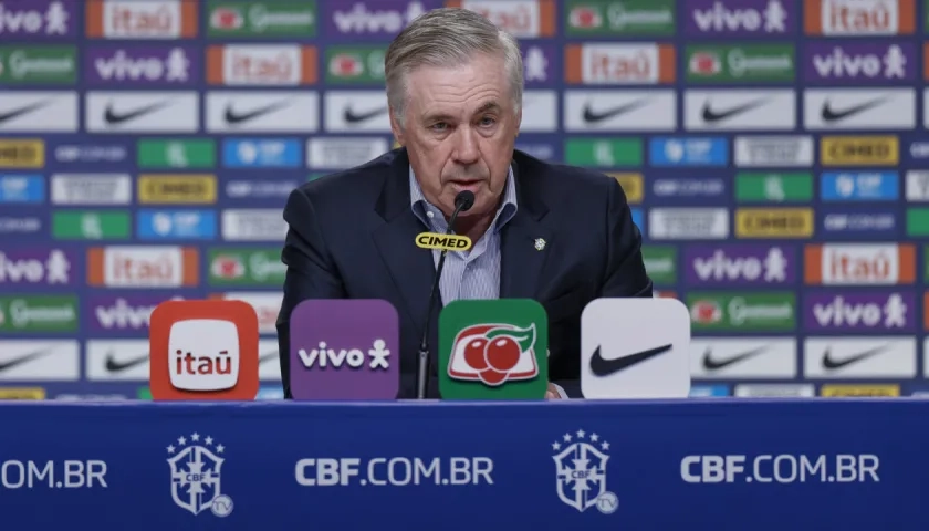 Carlo Ancelotti, entrenador de Brasil, en rueda de prensa este miércoles. 