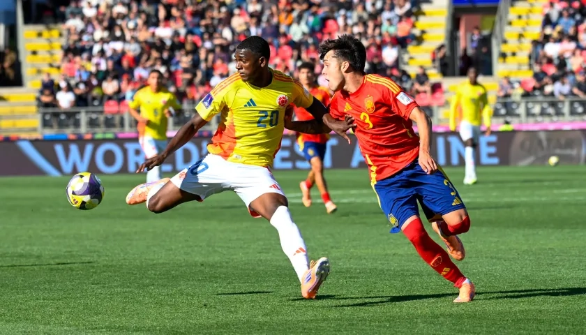 El juniorista Joel Canchimbo durante el partido de cuartos de final contra España. 