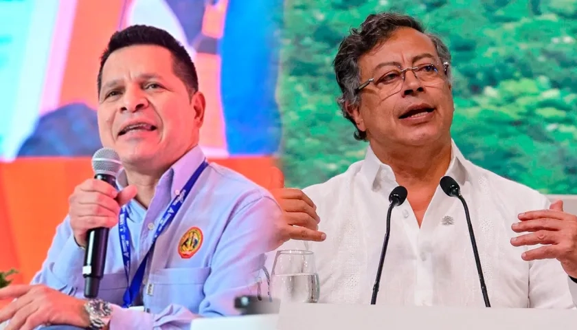 El presidente de la USO, César Loza y el Presidente Gustavo Petro.