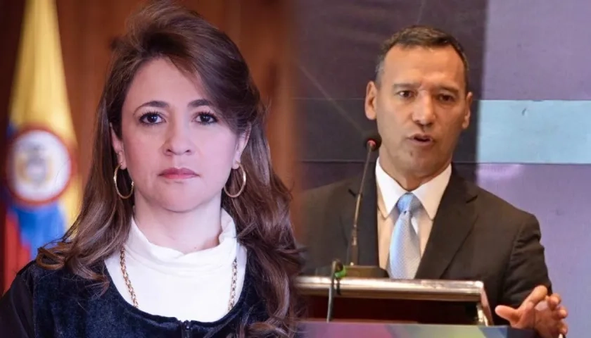 Magistrada Cristina Lombana y Pedro Sánchez, ministro de Defensa.