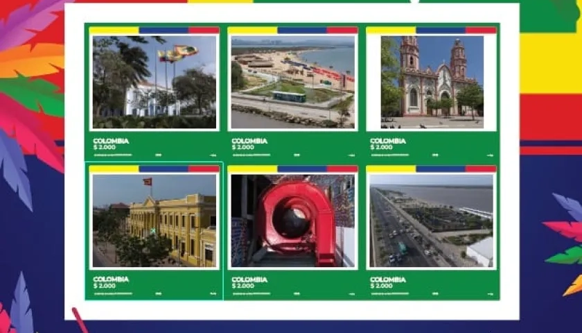 Estampillas de lugares emblemáticos de Barranquilla. 