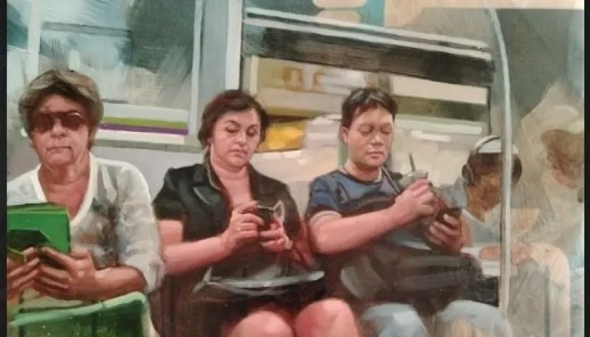 Una de las obras que se exhibe en la Feria de arte Sie7e 5inco.