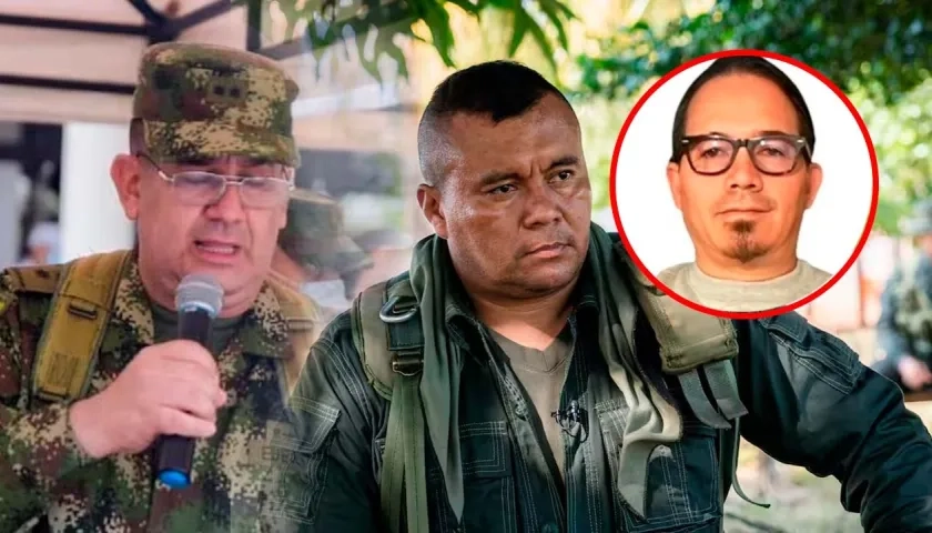 El general Juan Miguel Huertas, alias 'Calarcá' y Wilmar Mejía, director estratégico de la DNI.