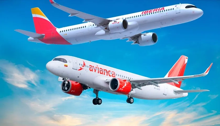 Aviones de Iberia y Avianca. 