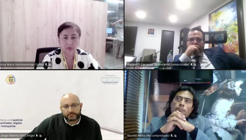 Nicolás Petro durante la audiencia de este miércoles. 