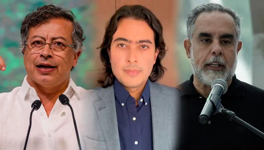 Presidente Gustavo Petro, su hijo Nicolás Petro y el ministro del Interior Armando Benedetti. 
