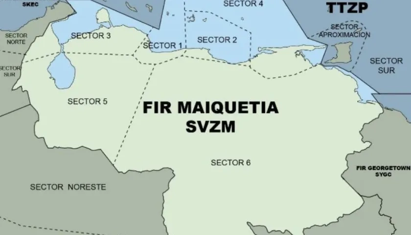 Zona de precaución para los aviones comerciales. 