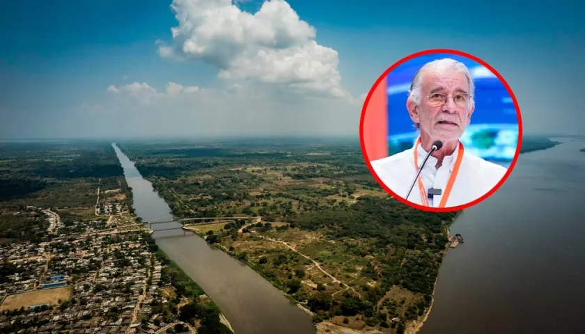 Canal del Dique y el gobernador Eduardo Verano (círculo).