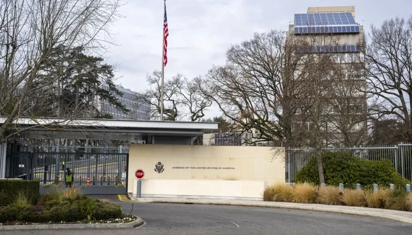 Entrada de la misión permanente de EE.UU en Ginebra.