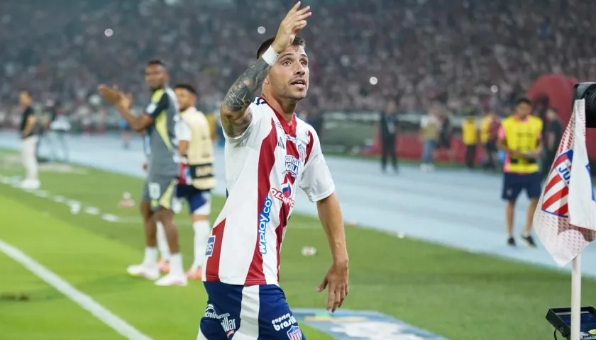 Steven 'Titi' Rodríguez festeja el gol con el cual le dio la victoria a Junior sobre Nacional. 