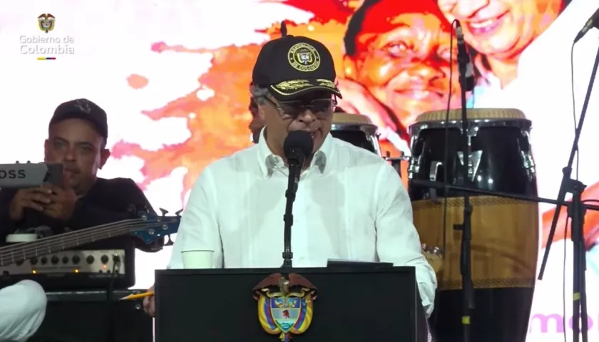 El Presidente Gustavo Petro durante su discurso este sábado en Ciénaga. 