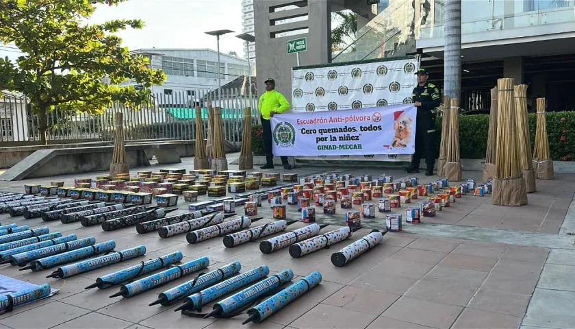 Pólvora incautada por la Policía en Cartagena. 