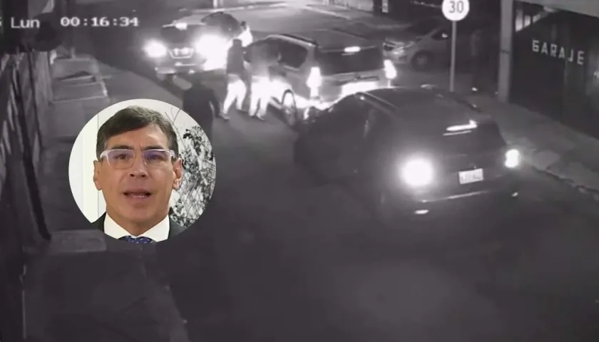 Momento del intento de atraco a Álvaro Hernán Prada. 