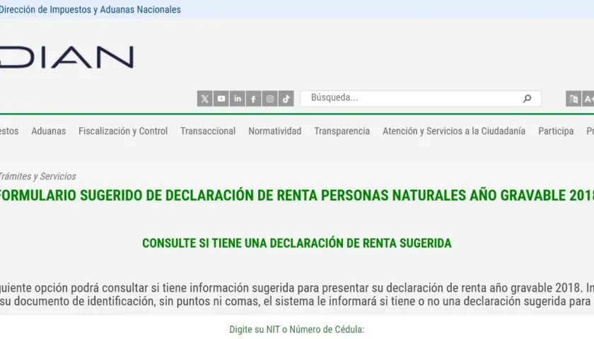 Página web de la Dian.