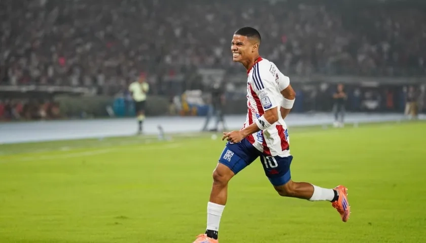 José Enamorado celebra su primer gol con Junior en la final contra Tolima. 