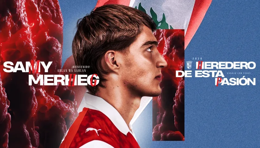 Samy Merheg en el anuncio como nuevo jugador del Sporting Braga. 