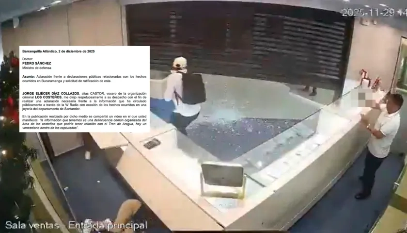 'Costeños' se pronuncian por señalamientos tras asalto a joyería en Bucaramanga