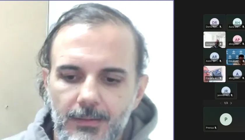 Álvaro Rivera Ramírez en la audiencia virtual de este lunes. 