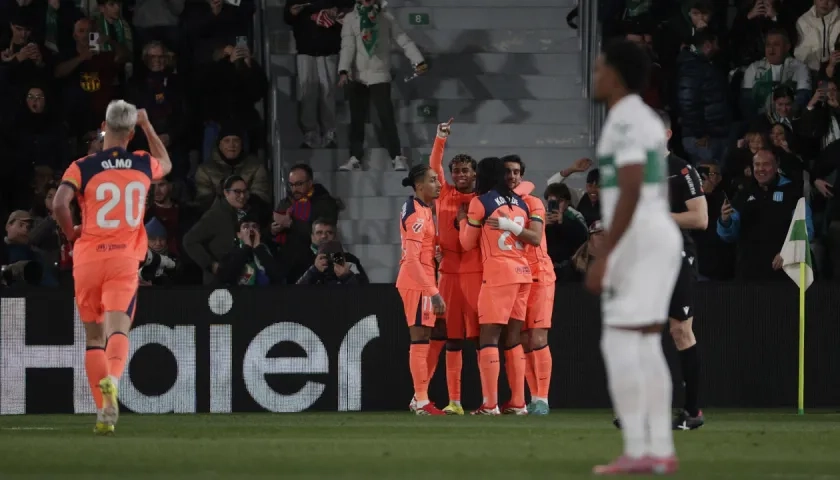 La celebración de los jugadores del Barcelona.