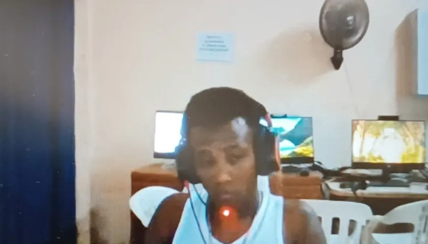 Jair Valencia Solís durante la audiencia virtual. 