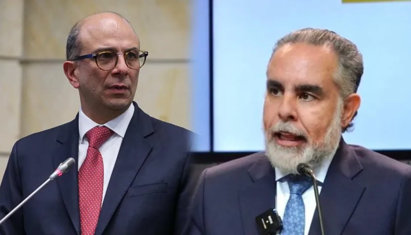El magistrado Carlos Camargo y el ministro del Interior, Armando Benedetti.