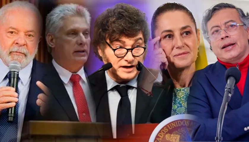 Luiz Inacio Lula da Silva, Miguel Díaz-Canel, Javier Milei, Claudia Sheinbaum y Gustavo Petro
