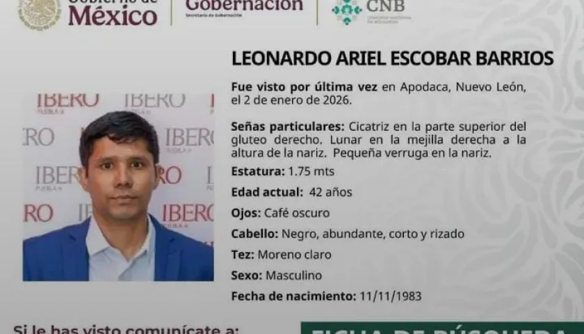 Ficha de búsqueda del docente Leonardo Ariel Escobar Barrios.