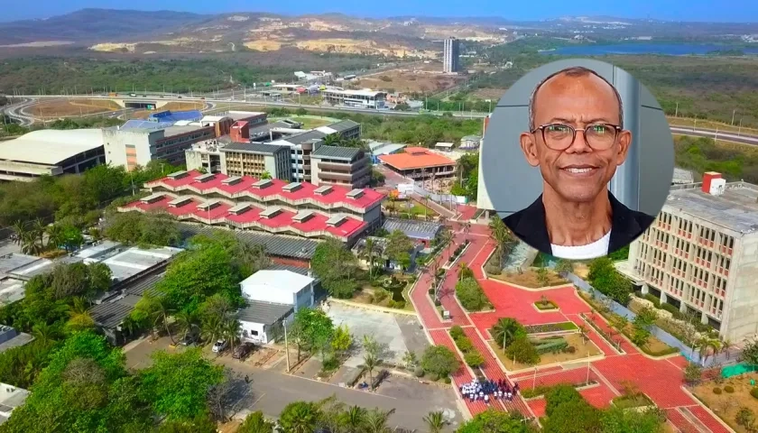 Universidad del Atlántico y el rector encargado Rafael Castillo (círculo). 
