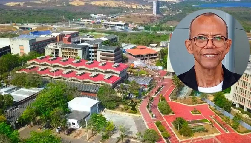 Universidad del Atlántico y el rector encargado Rafael Castillo (círculo).