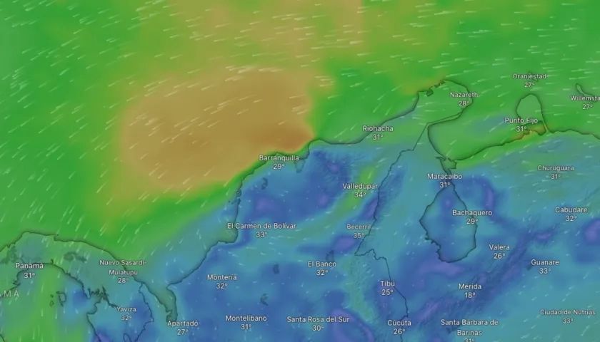 Los vientos que se registran en la Región Caribe. 