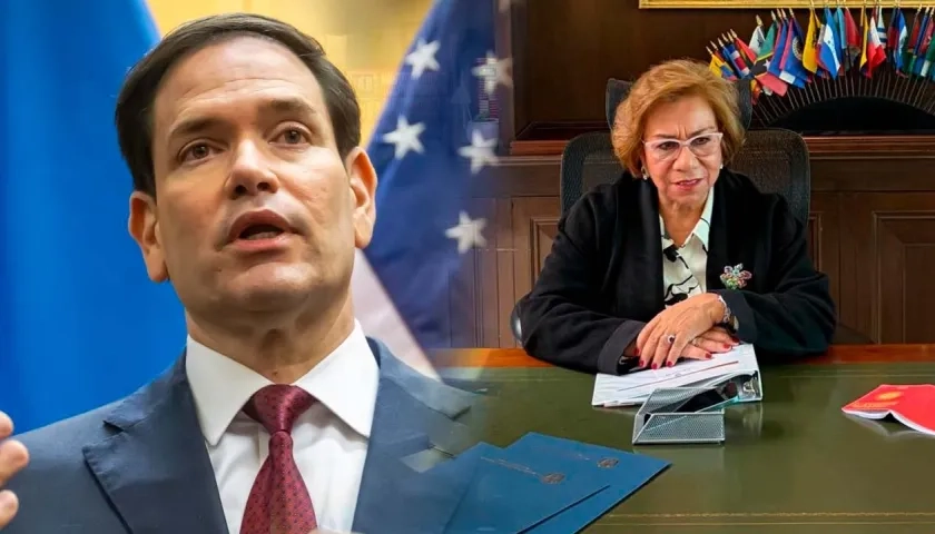 Secretario de Estado de Estados Unidos Marco Rubio y la canciller Rosa Villavicencio.
