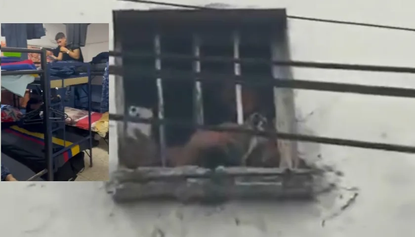 Los auxiliares del Inpec y las dos personas que grababan el desfile.