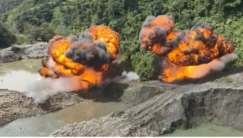 Destrucción de la maquinaria en el departamento de Caldas. 