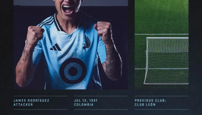 El anuncio del fichaje de James Rodríguez por el Minnesota United.