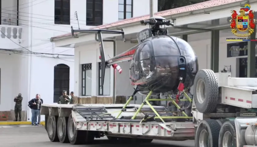 El helicóptero incautado por el Ejército. 