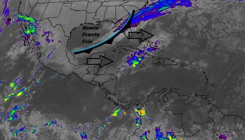 Nuevo frente frío en camino al Mar Caribe. 