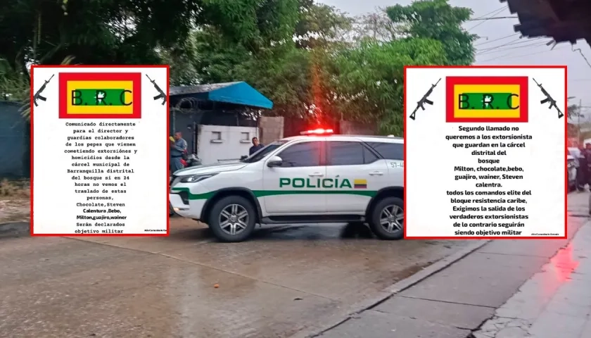 Dos panfletos circulan en la que se hace mención que los presuntos responsables de lanzar la granada serían 'Los Costeños'. 