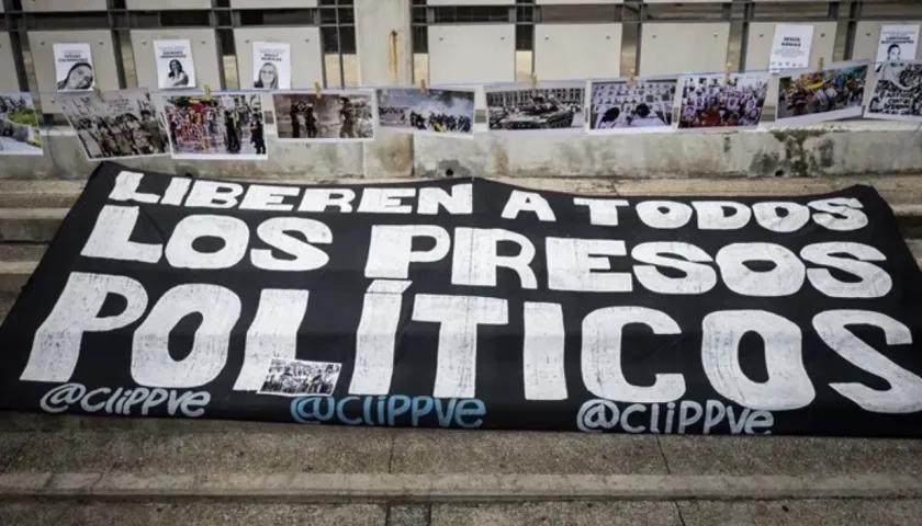 Protesta para que se liberan los presos políticos en Venezuela. 