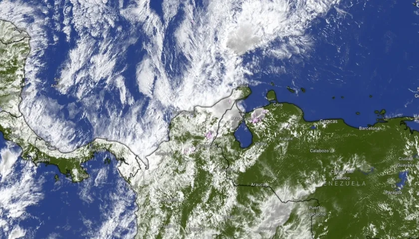 Aspecto del frente frío que está teniendo incidencia en el Caribe colombiano. 