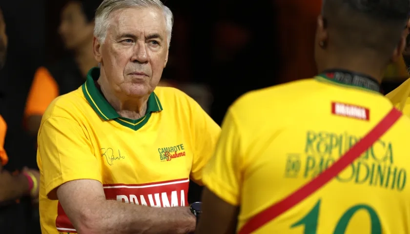El técnico de Brasil, Carlo Ancelotti, durante el Carnaval de Sao Paulo. 