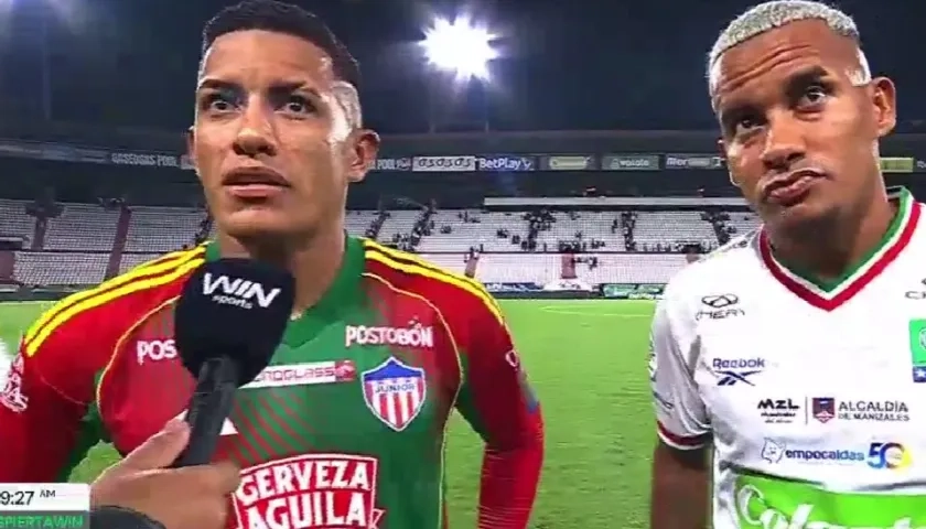 Cristian y Michael Barrios, en la entrevista con Win Sports al final del partido.