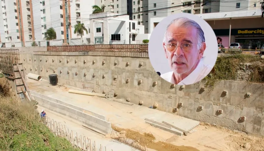 Aspecto de las obras de la Gran Vía y el gobernador Eduardo Verano (círculo). 