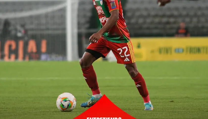 Jesús Rivas durante el partido contra Once Caldas, en Manizales. 