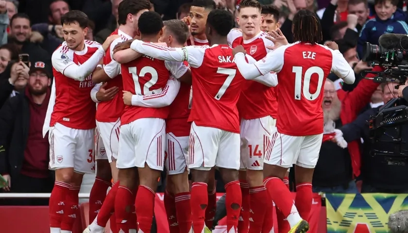La celebración de los jugadores del Arsenal.