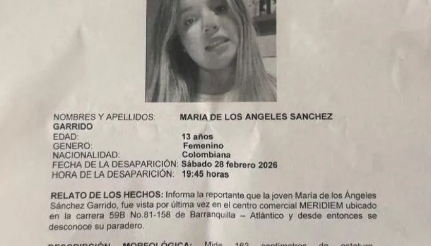 Denuncia de desaparición de María De los Ángeles Sánchez, la otra niña desaparecida